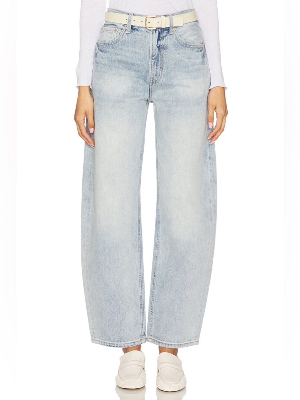 NWOT Pistola wes high rise barrel leg jeans light wash